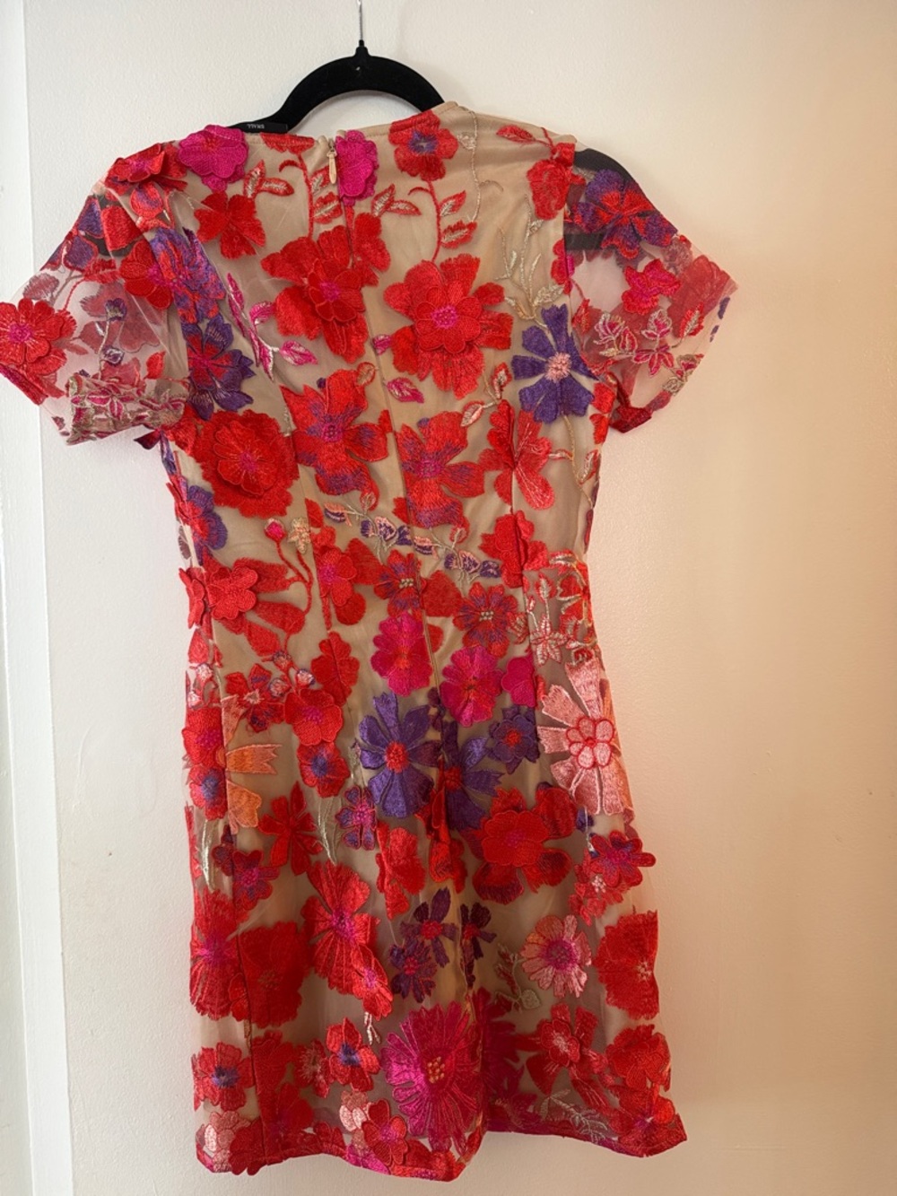 Vici Red & Purple Floral Appliqué Mini Dress - Picture 3 of 3